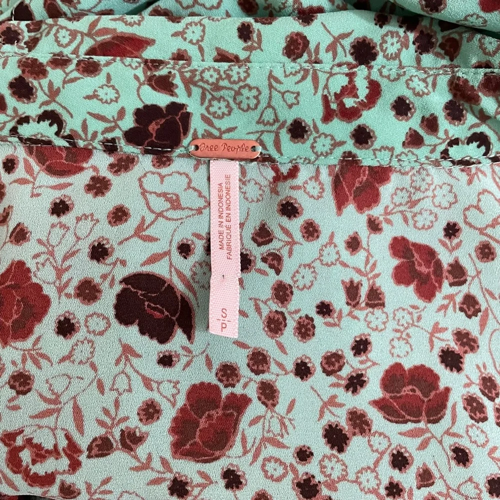 Free People Floral Ruffle Peasant Poet Blouse